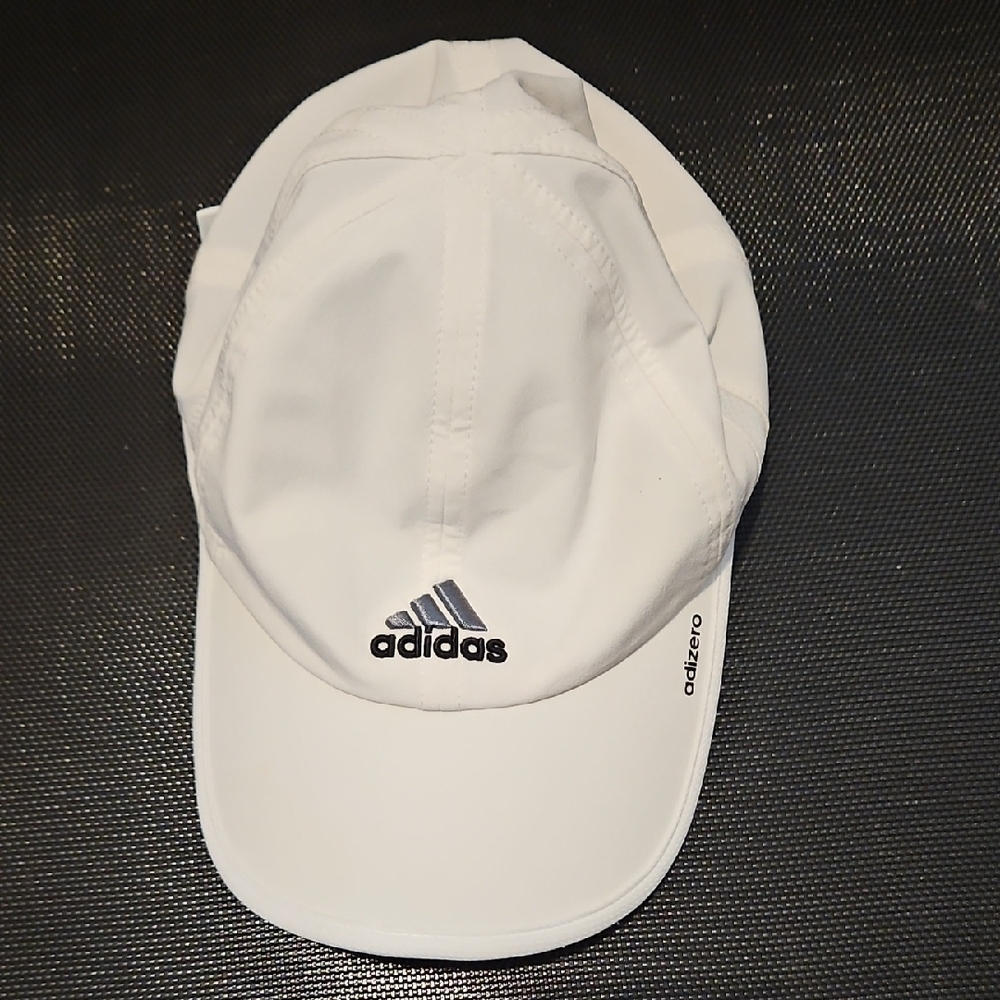 Adidas White Adizero Sports Cap with Gray and Black Embroidered Logo